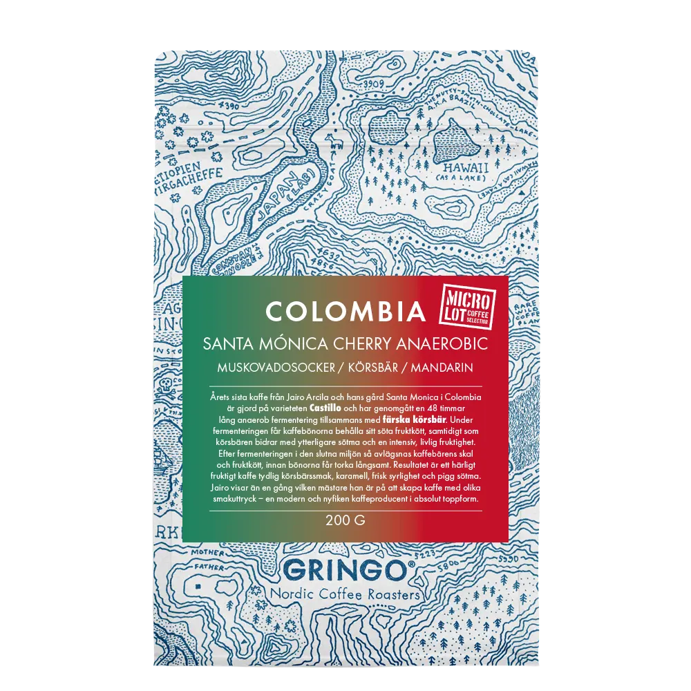 Gringo Nordic - Colombia Santa Monica Cherry Anaerobic - Castillo - Ljusrostade hela kaffebönor - 200g