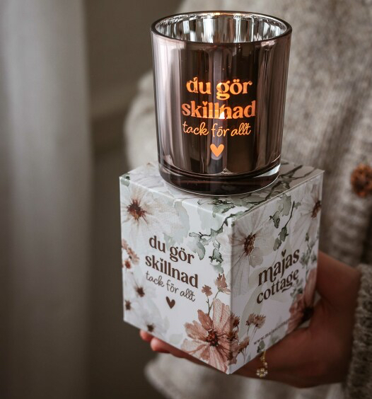 Maja Lykta  7x8 cm inkl Gåvobox - Du gör skillnad, tack för allt - Majas Cottage 