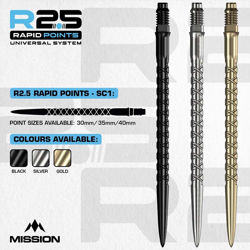Mission R2.5 Rapid SC1 Dartspetsar Silver 30mm - 2