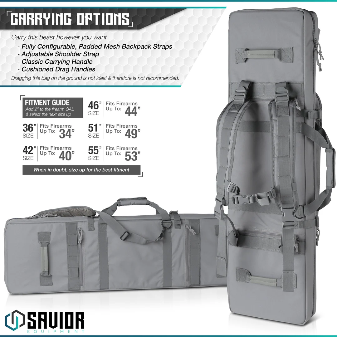 Savior Equipment Urban Warfare 51" Double Rifle Case - SW Gray 6