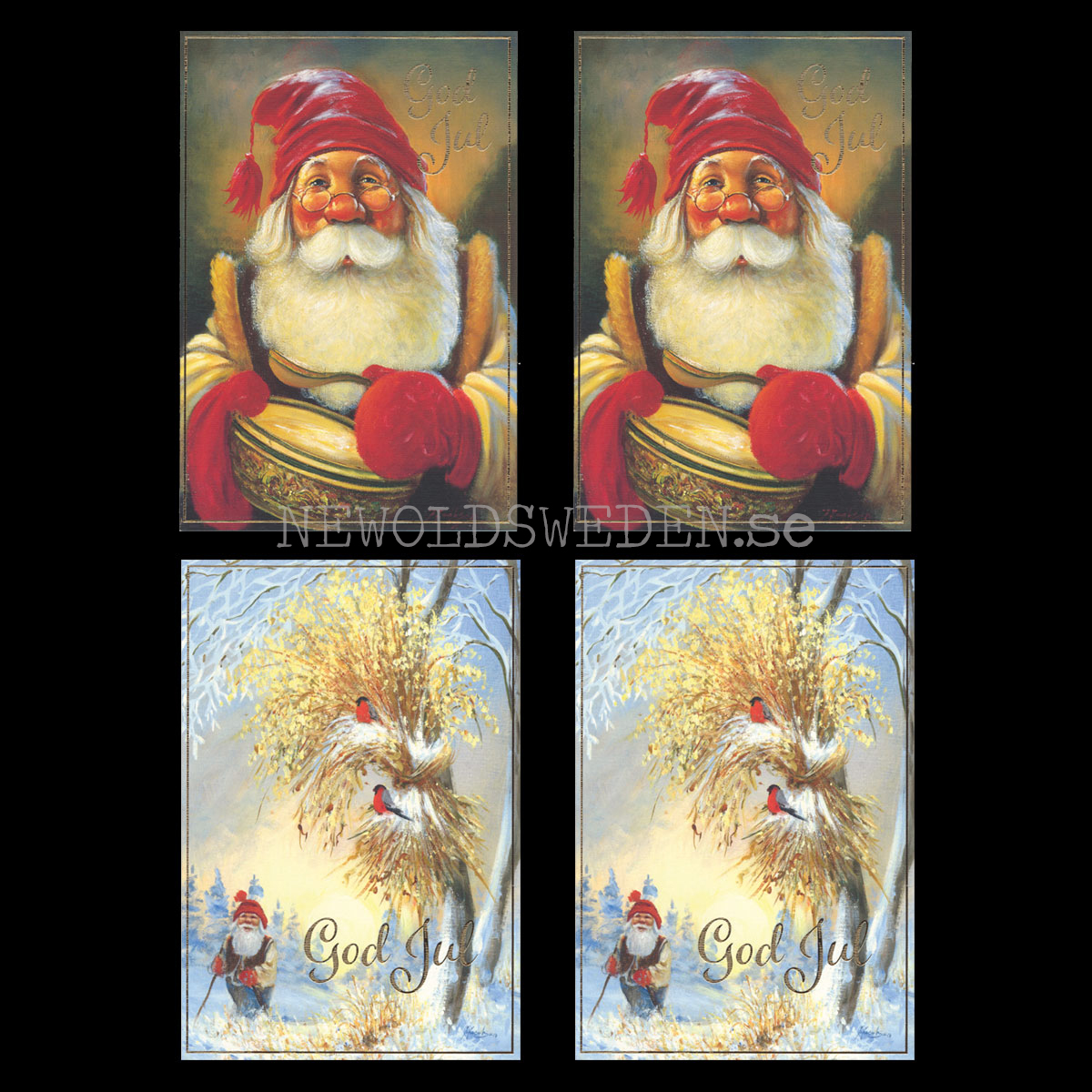 Julkort dubbelt med kuvert 4-pack - 2 motiv - Johnnie Jacobsen - © Eliasson - LO
