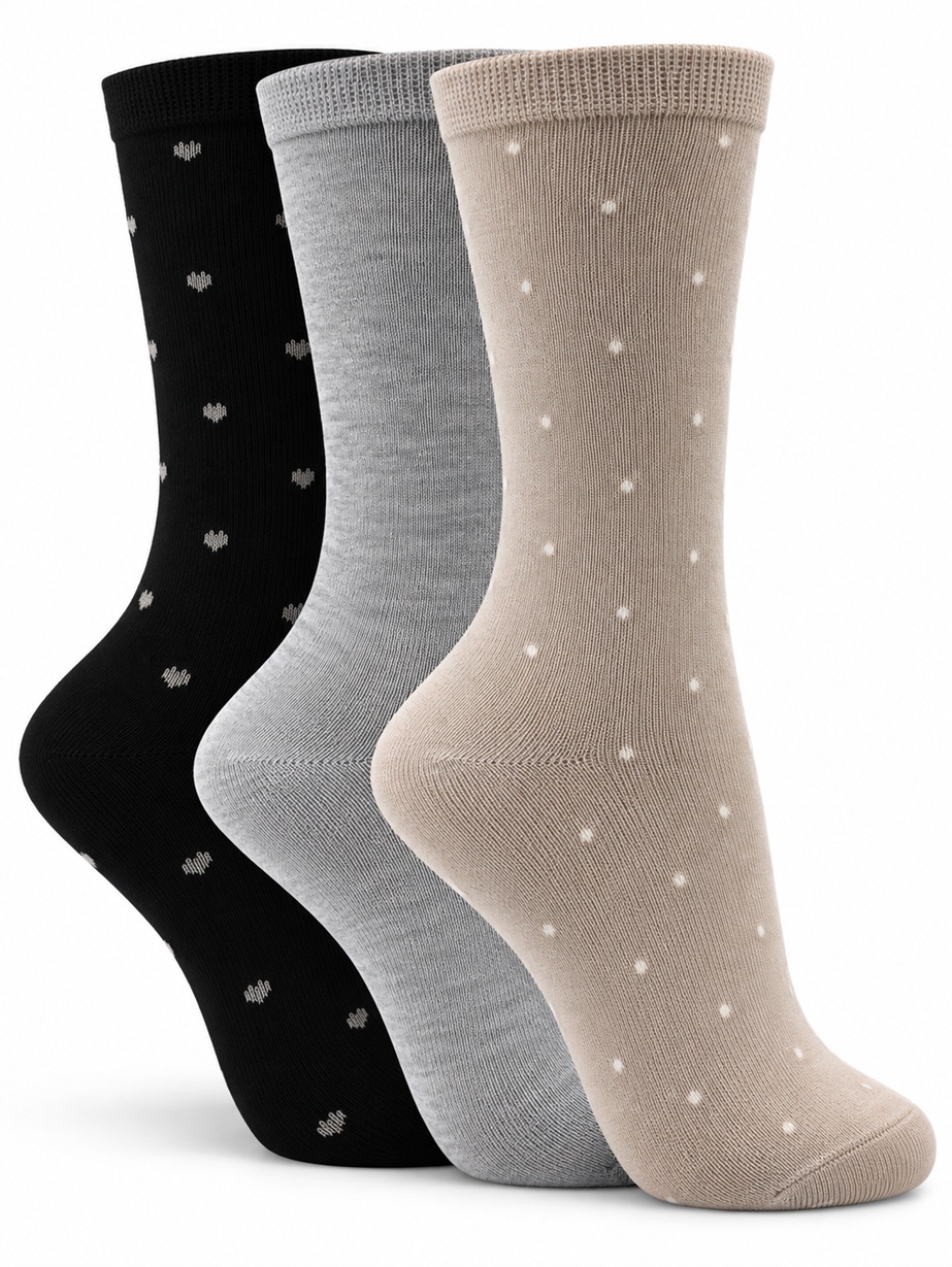 3-Pack Wiges Mönstrade Bambu Strumpor