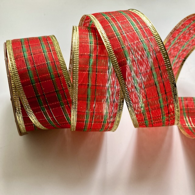 JULBAND "TARTAN" 38 MM Röd nr 8 - 2