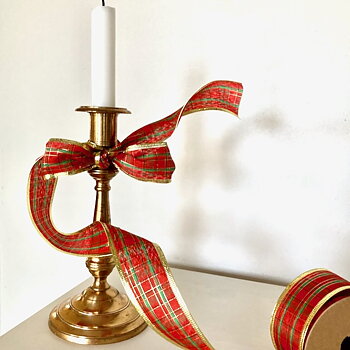 JULBAND "TARTAN" 38 MM Röd nr 8