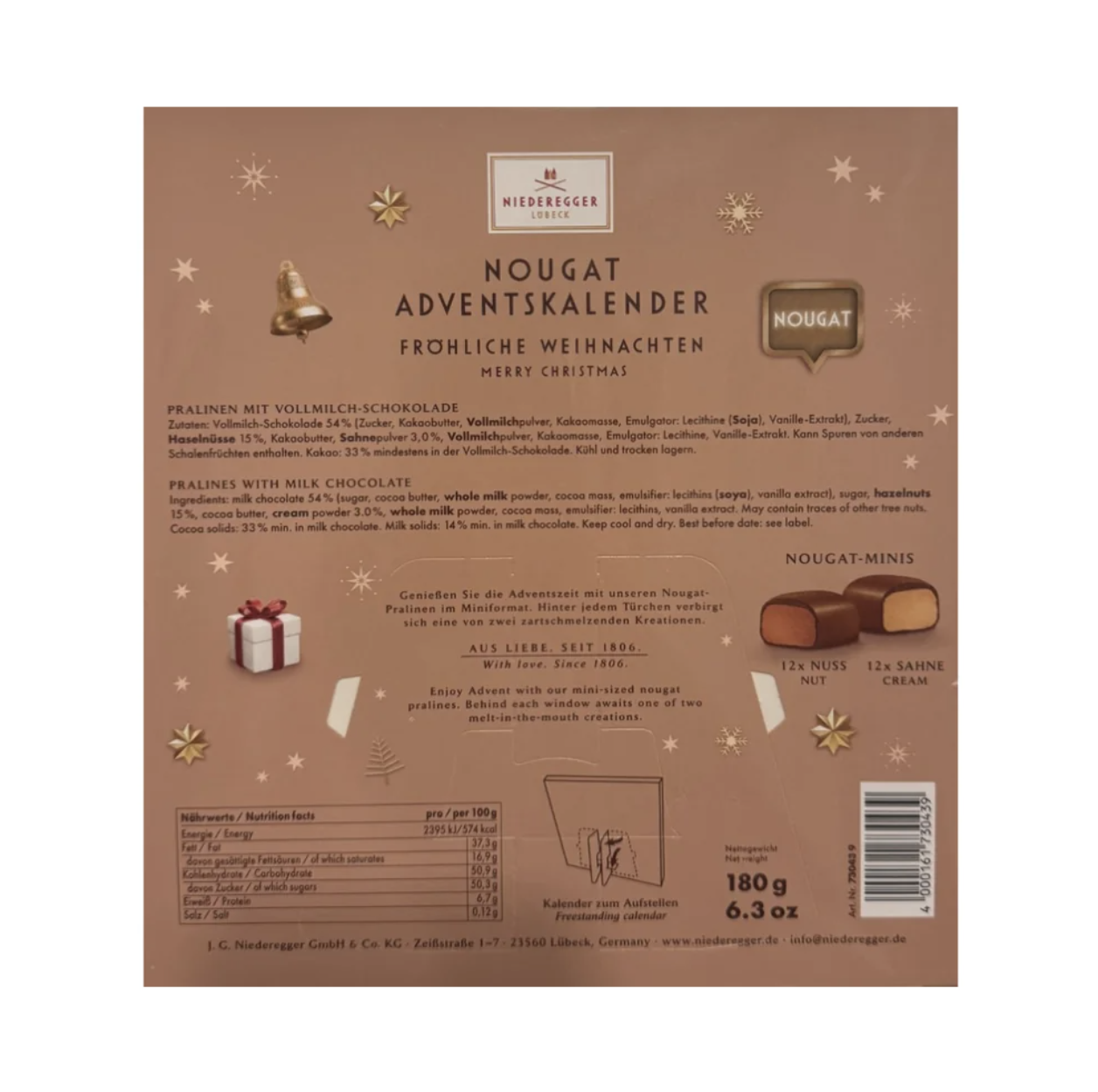 Adventskalender Niederegger Nougat Mini 180g - 2