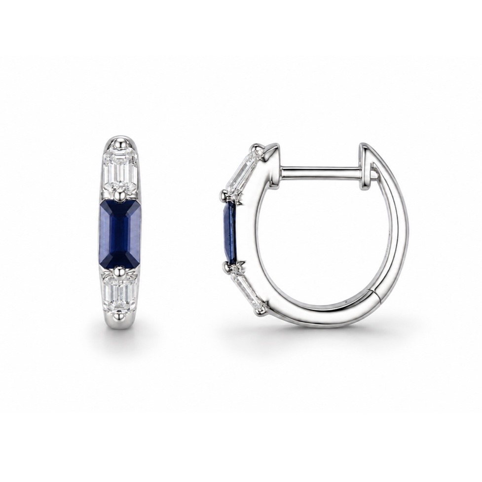 Sapphire diamond trilogy earrings