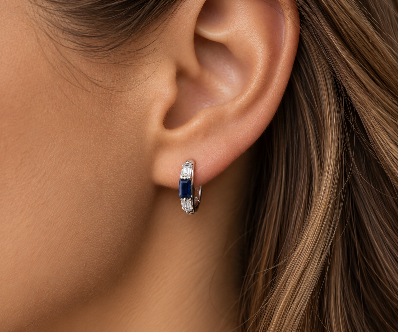 Sapphire diamond trilogy earrings - 3