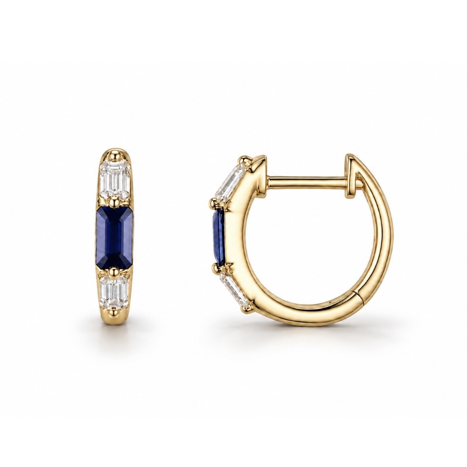 Sapphire diamond trilogy earrings - 2