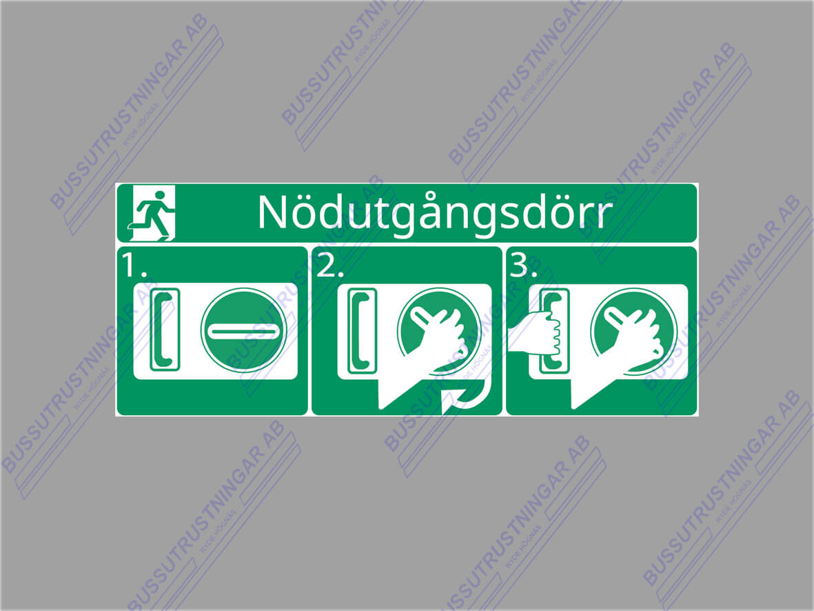 Skylt nödutgång låsvred