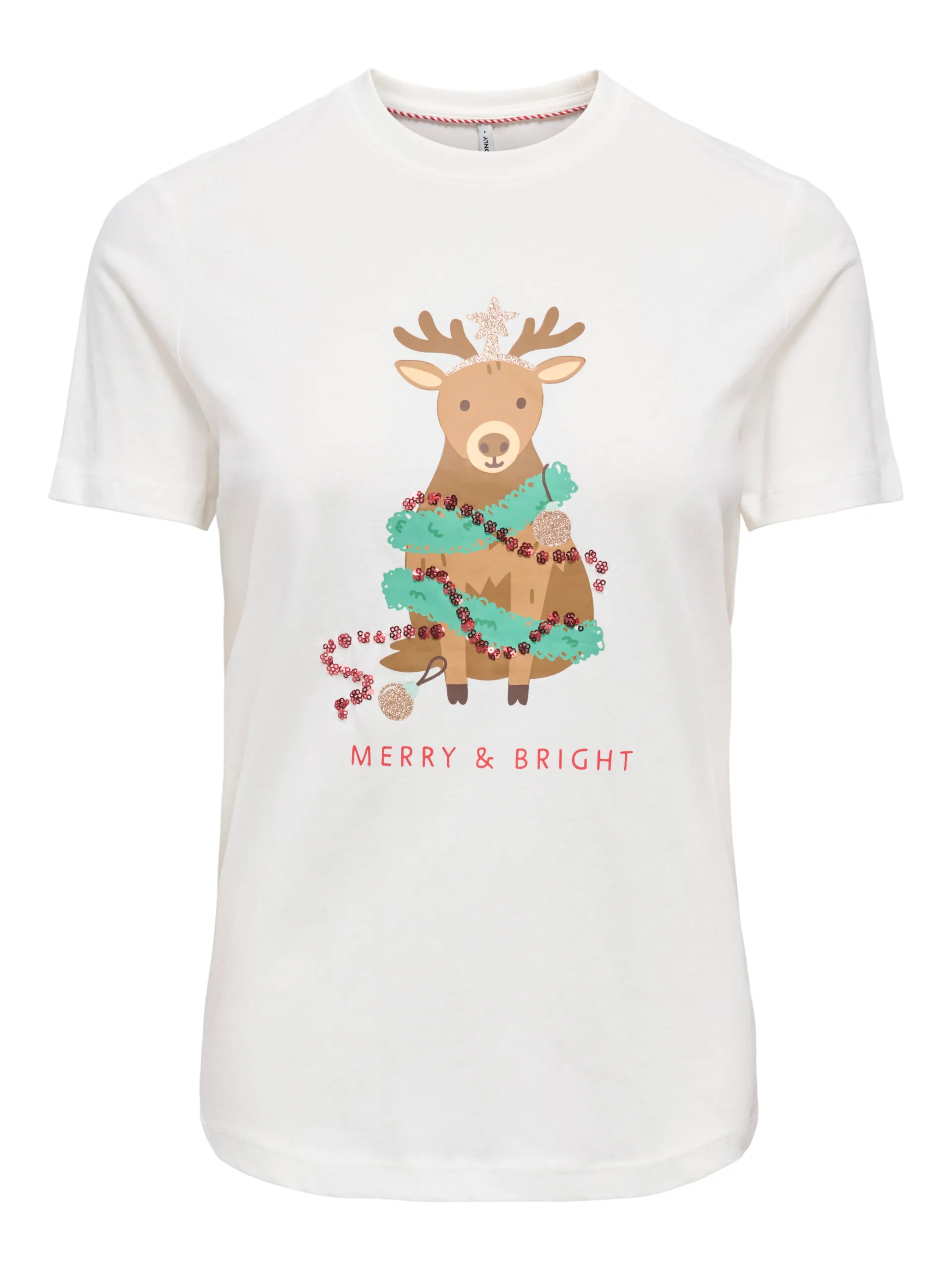 Only - Xmas Ren T-shirt Vit