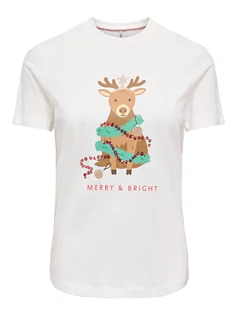 Only - Xmas Ren T-shirt Vit