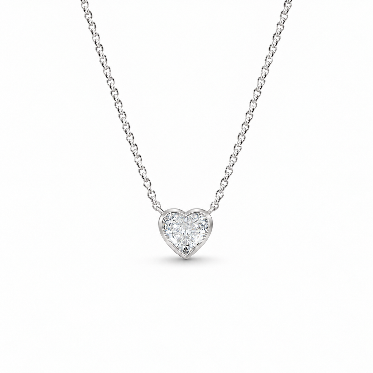 Solitaire heart diamond necklace