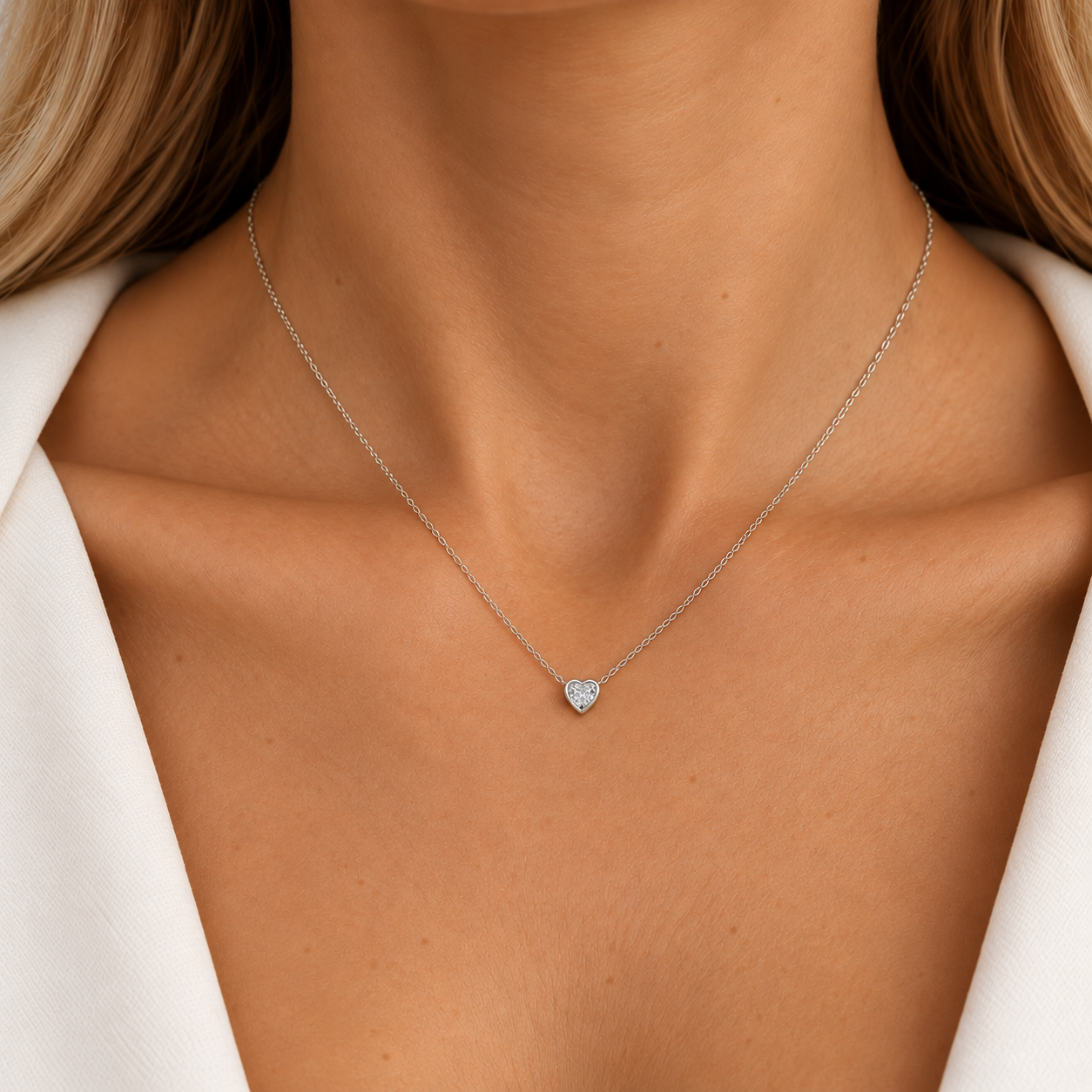 Solitaire heart diamond necklace - 3