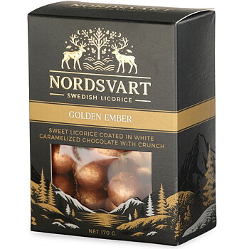 Nordsvart - Golden Ember Chocolate Coated Sweet Licorice with Crunch