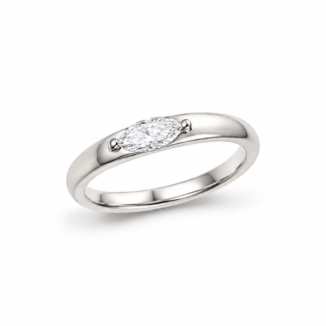 Marquise solitaire diamond ring - 2