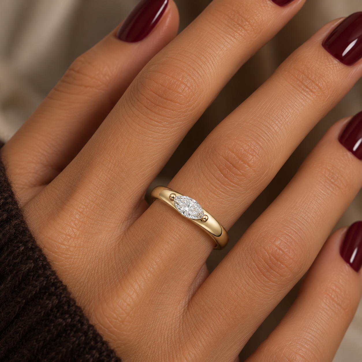 Marquise solitaire diamond ring - 3