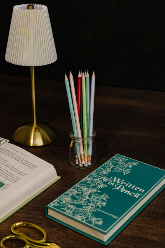 Steel Mill & Co UK : Written in Pencil Literary Pencil Set - Set med åtta blyertspennor med gravyr och sudd - 4
