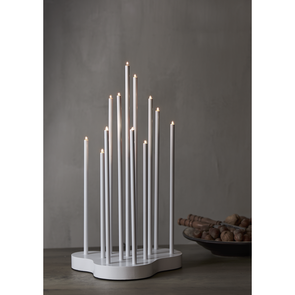 Adventsljusstake Buzz 43 cm vit ljusstake
