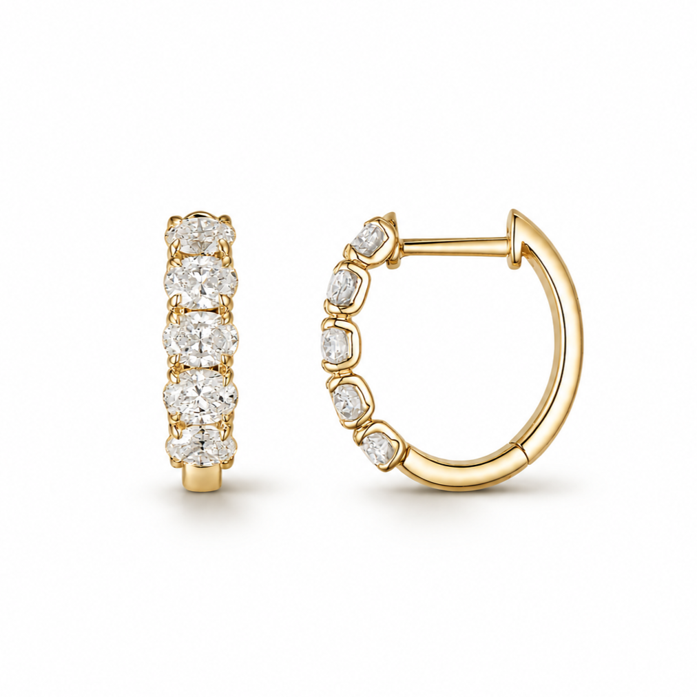 Oval cut diamond earrings
