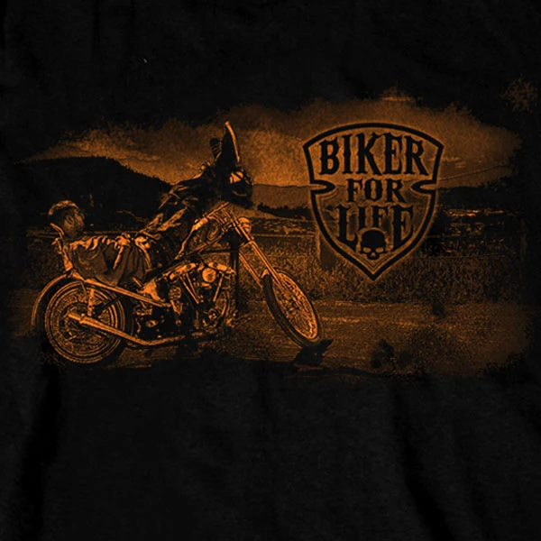 Cool Biker For Life Långärmad Black T-Shirt. - 2