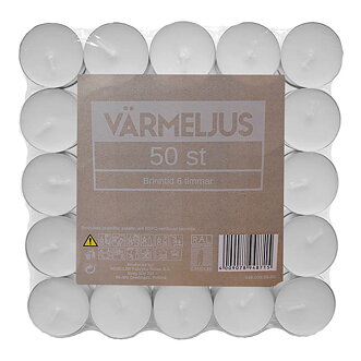 Värmeljus 50-pack 6-tim