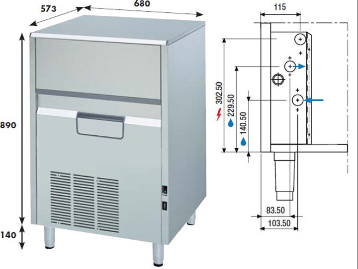 Iskubmaskin KL 72 W eller A, 70 kg/24h