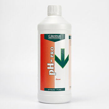 Flaska Canna pH- Grow Pro (17% saltsyra) för att sänka pH-värdet i näringslösningar under växtfasen.