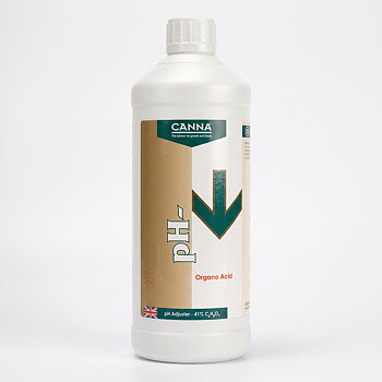 Flaska CANNA Organic Acid med 50% citronsyra för ekologisk pH-justering i näringslösningar.
