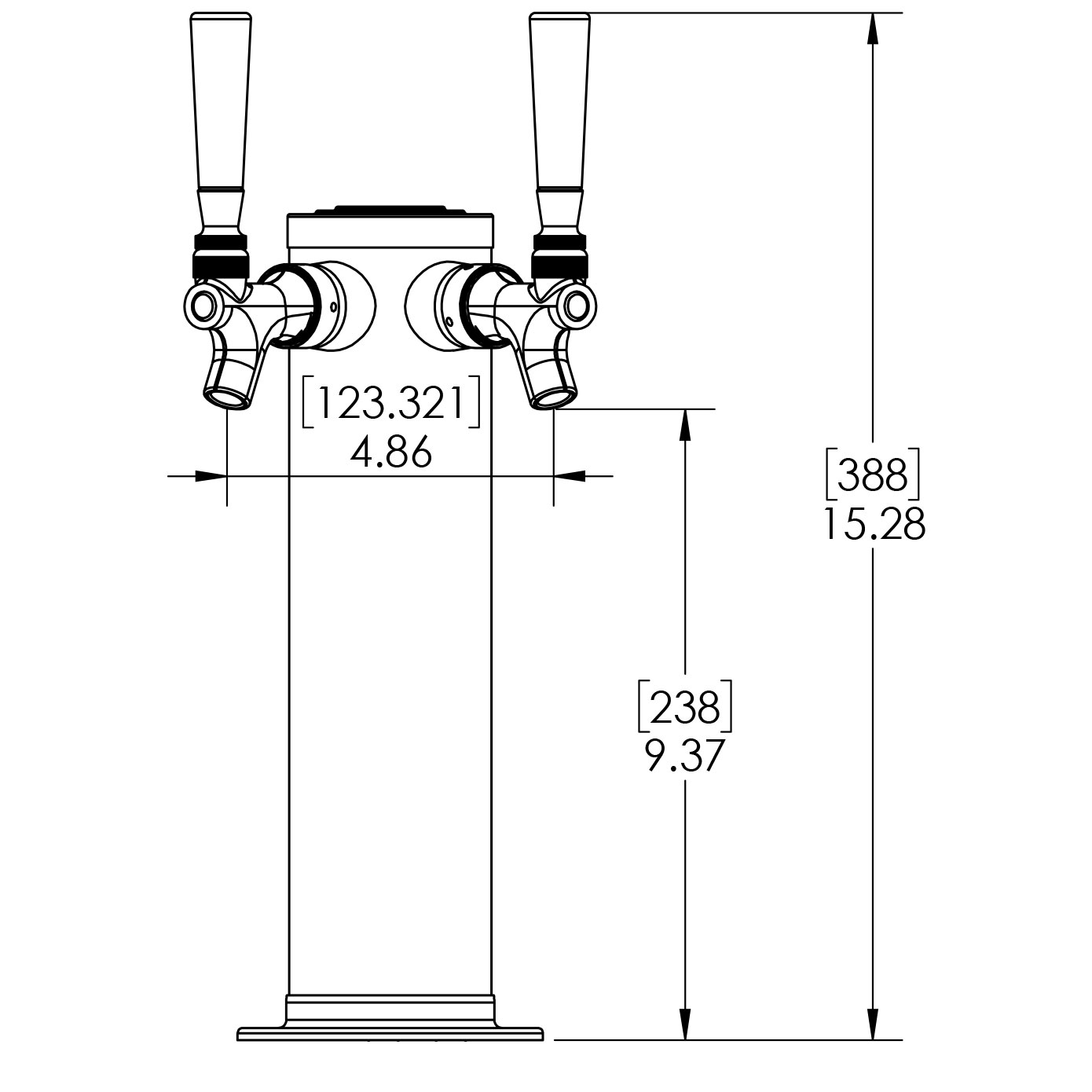 double-faucet chrome beer column - 3