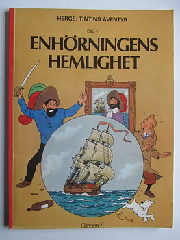 Tintin 11 Enhörningens hemlighet 1:a uppl. 1973 Fn-