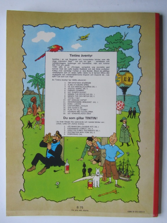 Tintin 11 Enhörningens hemlighet 1:a uppl. 1973 Fn- - 2