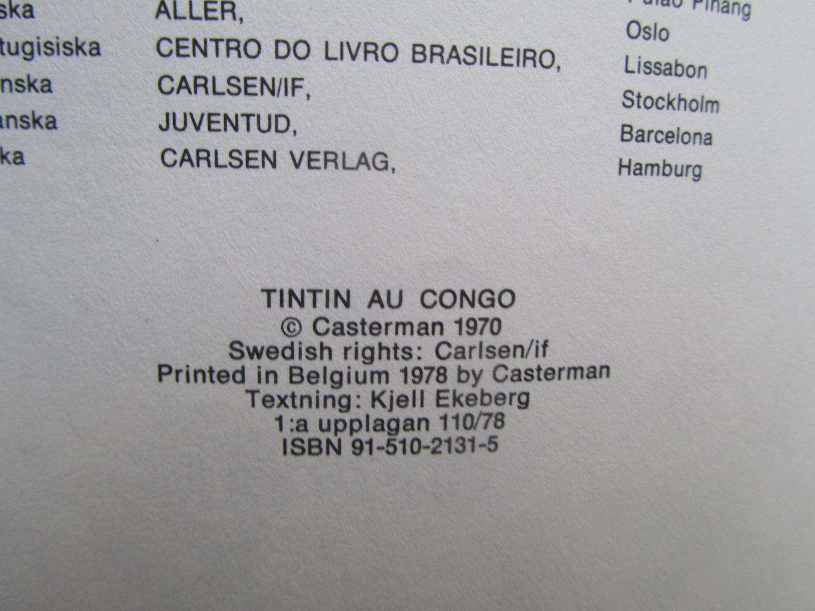 Tintin 22 Tintin i Kongo 1:a uppl. 1978 Vg - 5