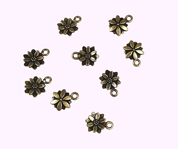 Berlock blomma – bronsfärgad, 14x10x3 mm (10 st)