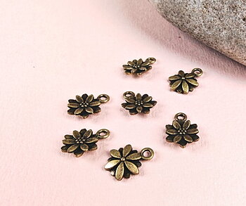 Berlock blomma – bronsfärgad, 14x10x3 mm (10 st)