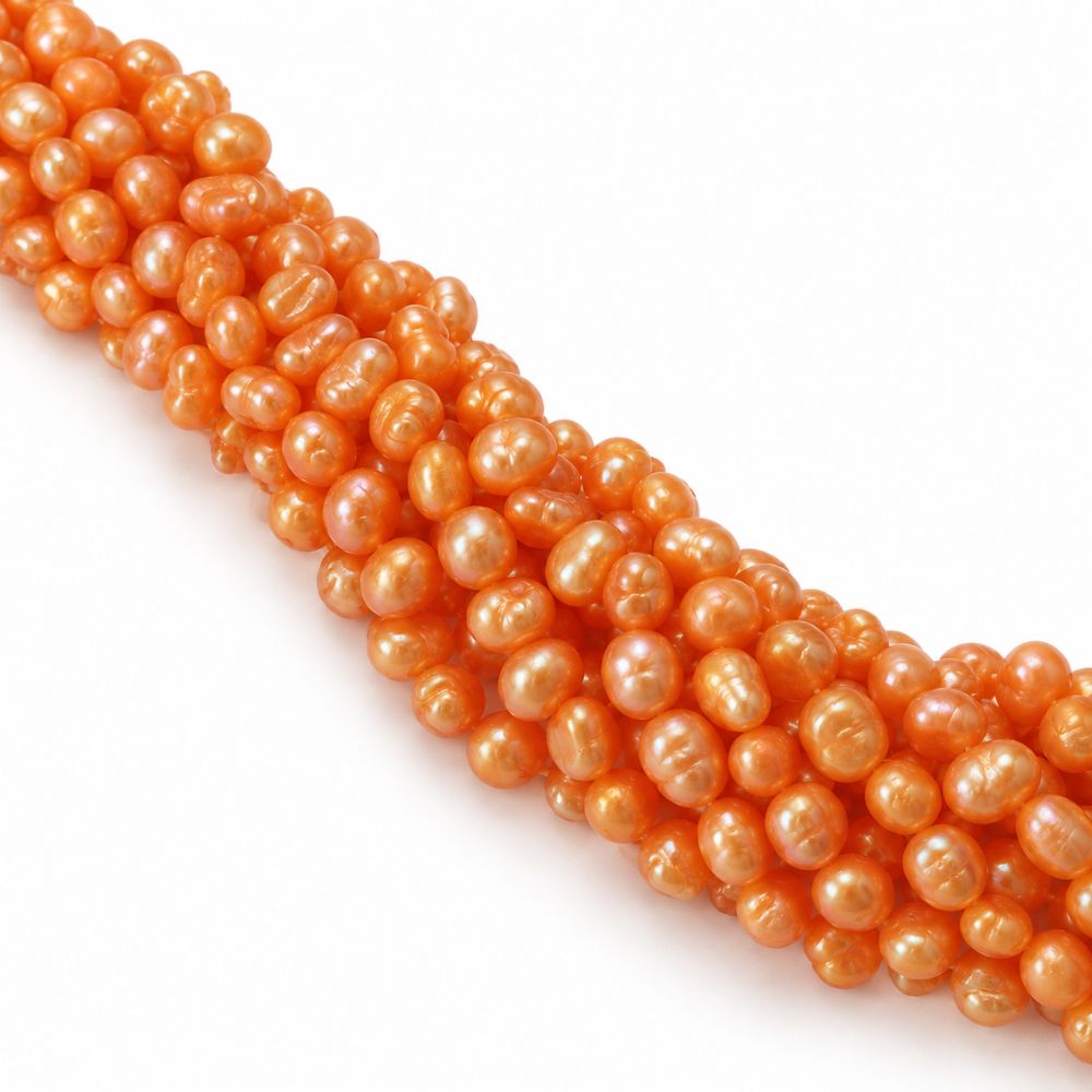 Sötvattenspärlor orange nuggets 5–6 mm - 3