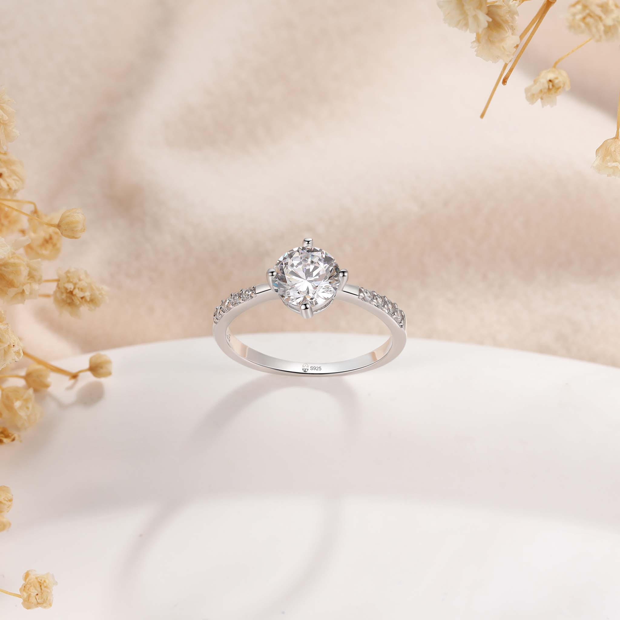 Luxury Moissanite ring with CZ accents