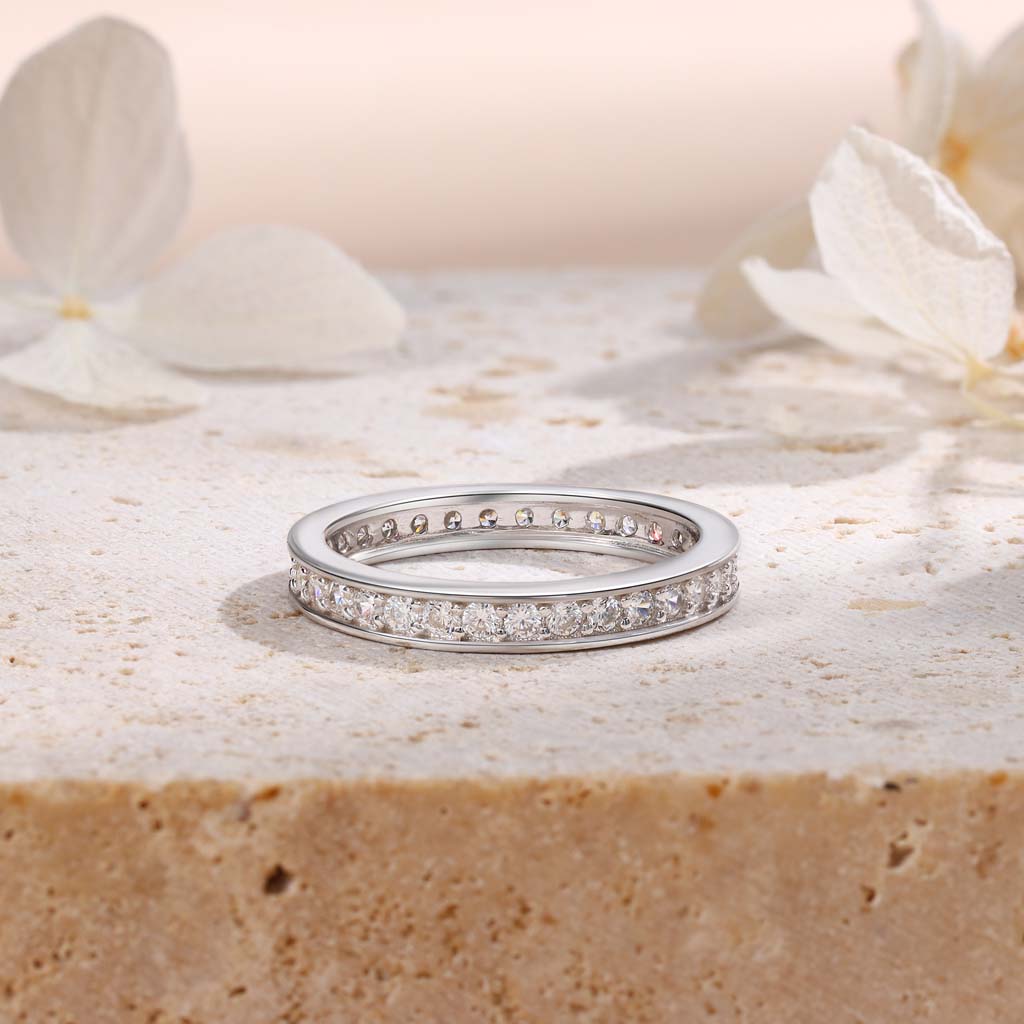 Silver Ring Eternity Classic - 925s Eternity CZ Channel Setting - 4