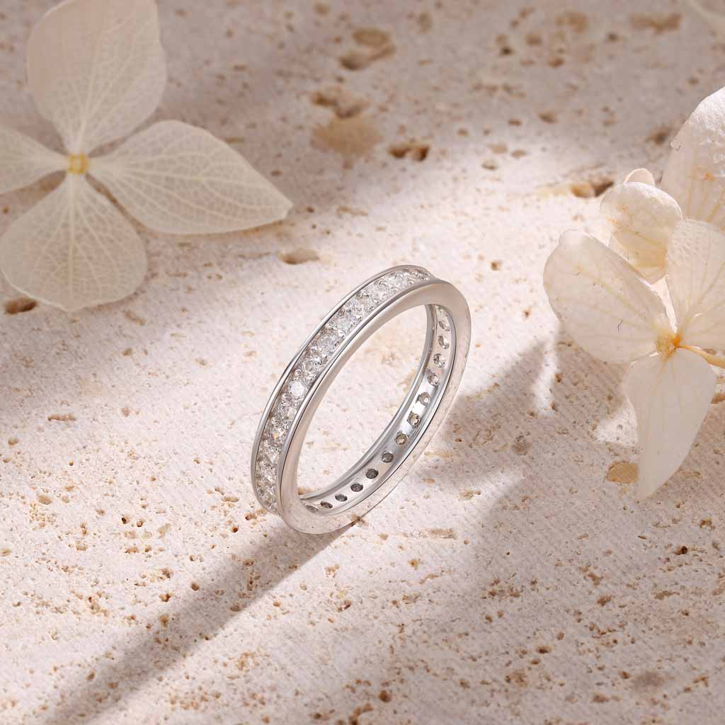 Silver Ring Eternity Classic - 925s Eternity CZ Channel Setting - 5