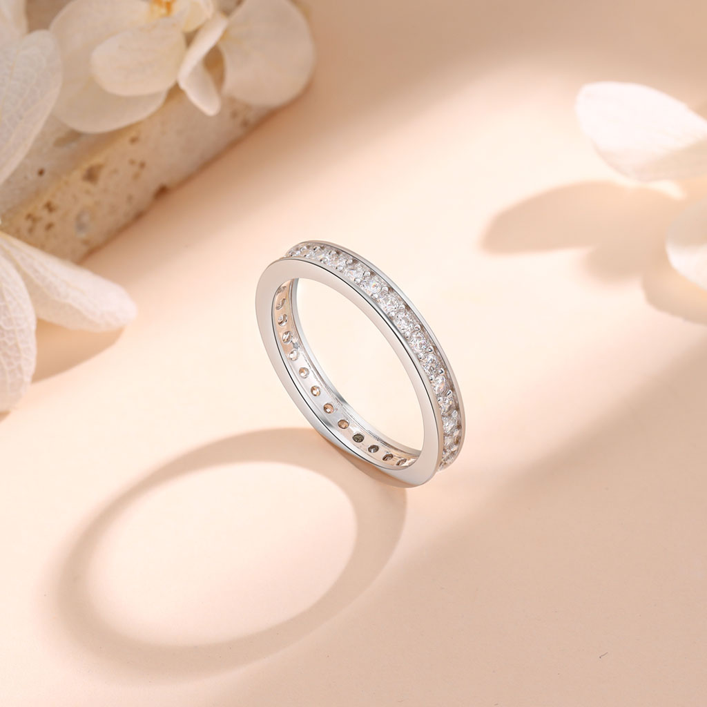 Silver Ring Eternity Classic - 925s Eternity CZ Channel Setting - 6