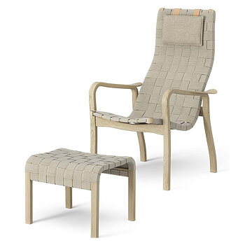 Primo Hög Fåtölj + Fotpall Ek