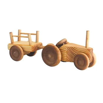 Liten traktor med vagn