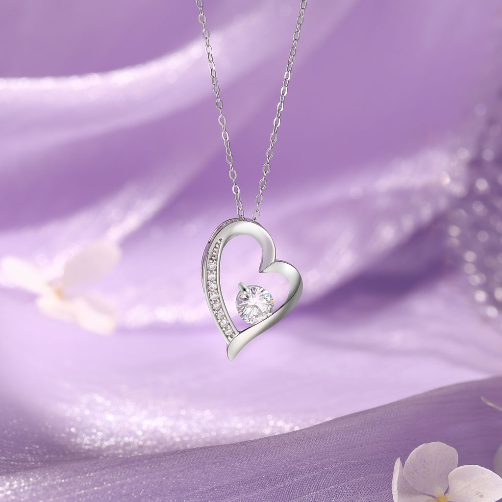 Hjerte – Sølvhalskæde i 925 Sterling Sølv 1CT AAA Cubic Zirconia - 4
