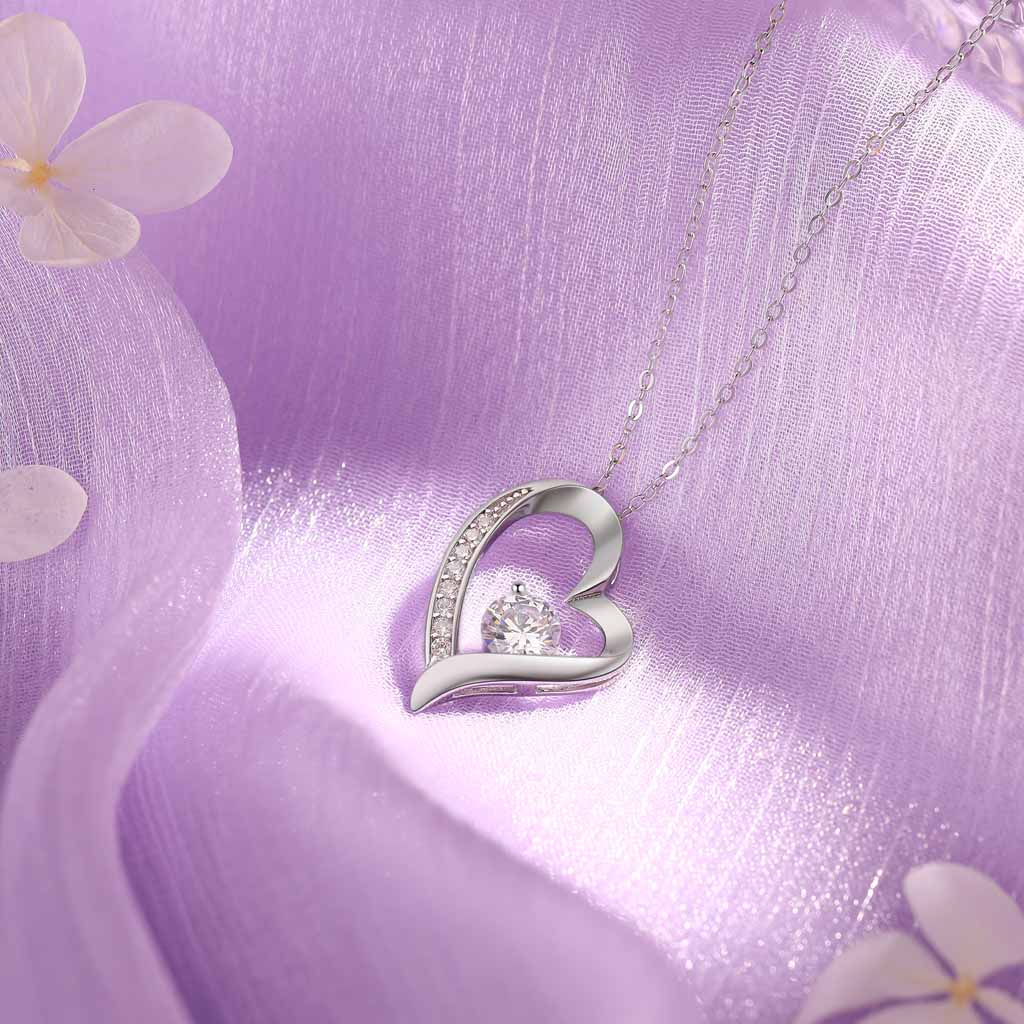Hjerte – Sølvhalskæde i 925 Sterling Sølv 1CT AAA Cubic Zirconia - 5