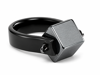 Ring Cube Hematite rubber 