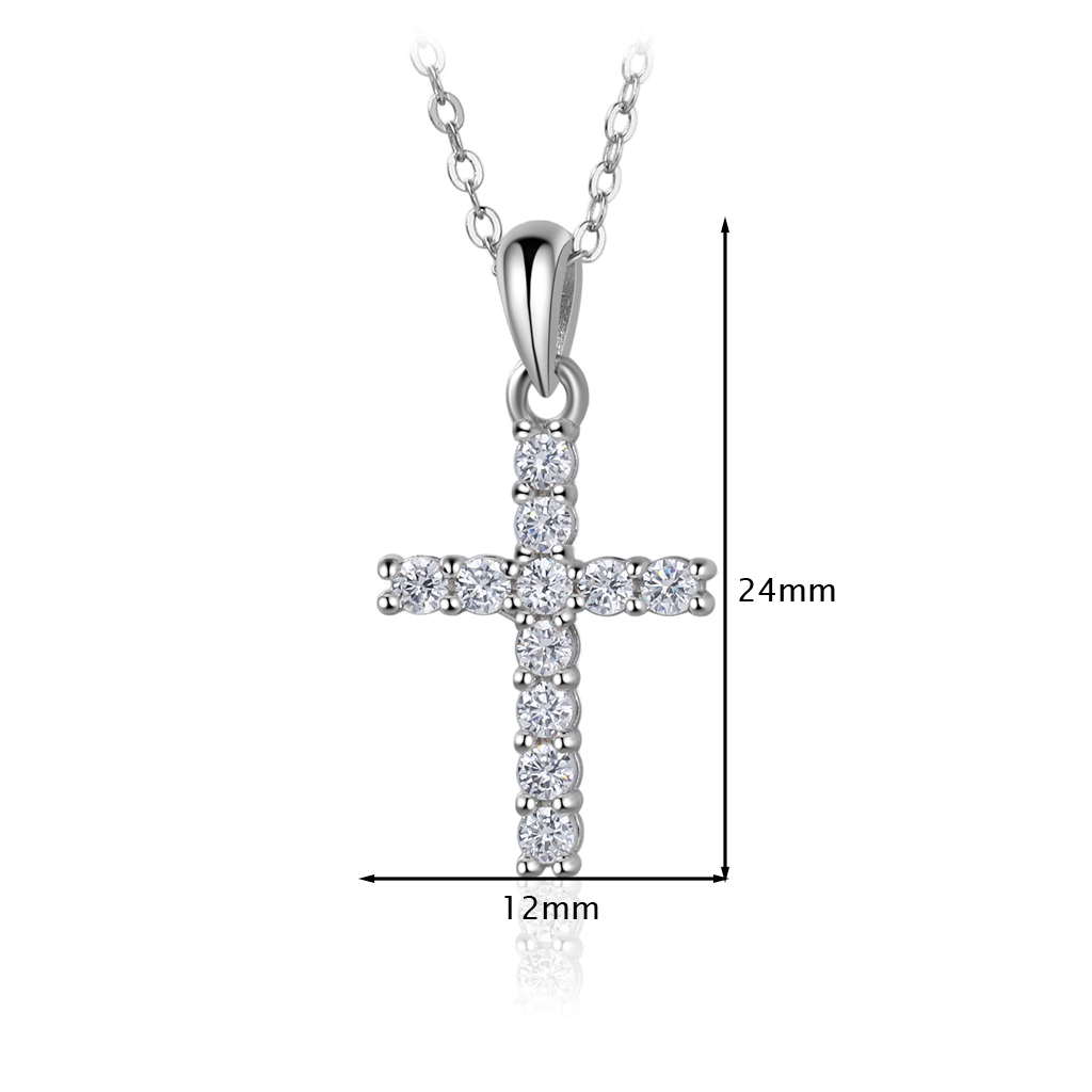 Beautiful silver cross pendant with sparkling stones size
