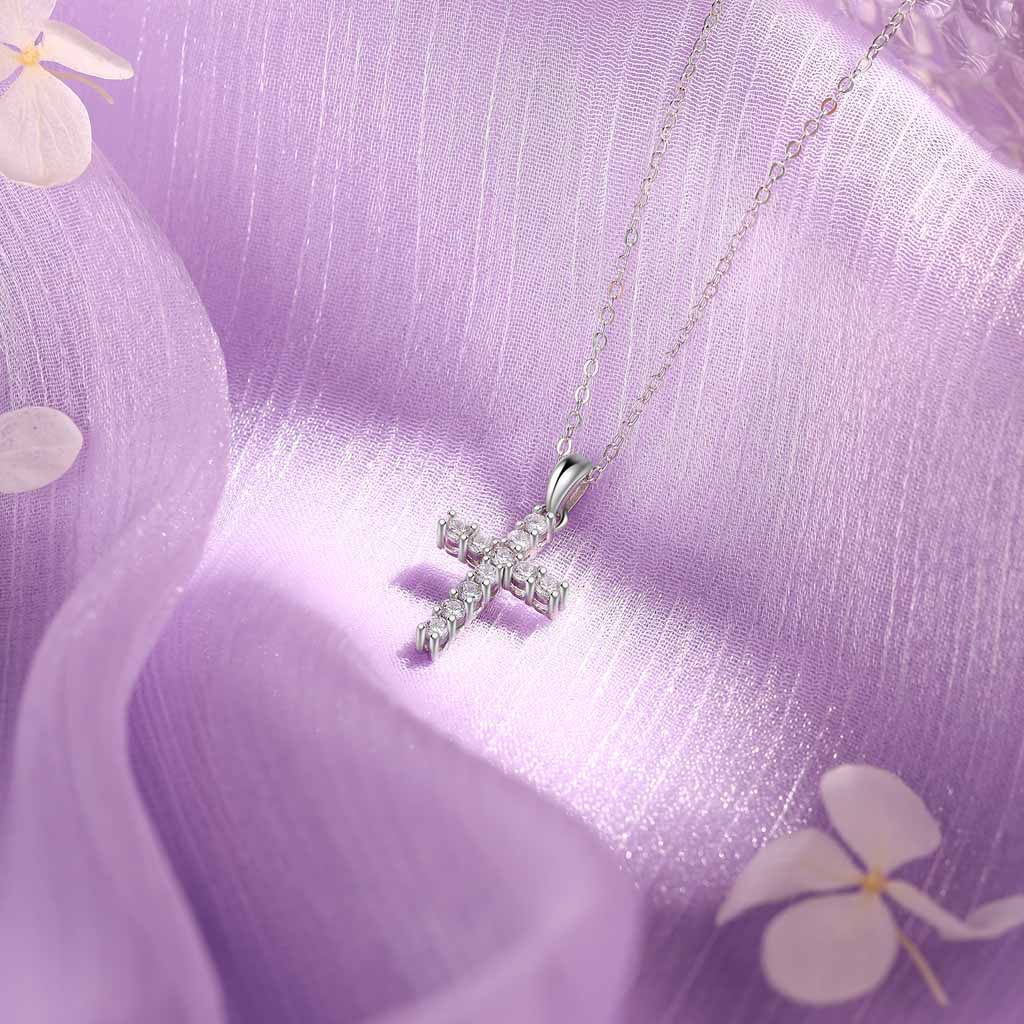 Silver Necklace Latin Cross - Beautiful Cross 925s Zirconia - 4