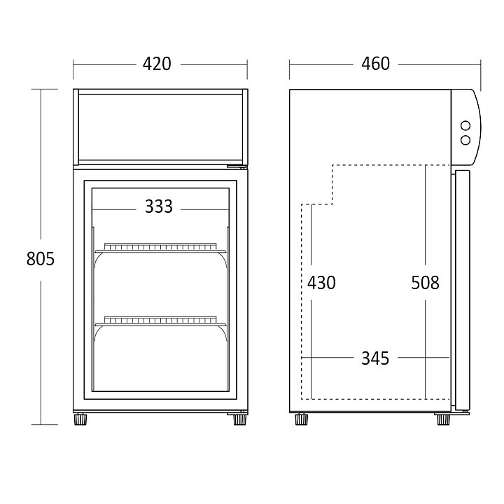 Displaykyl SC 51 BE bänkmodell, 59 liter
