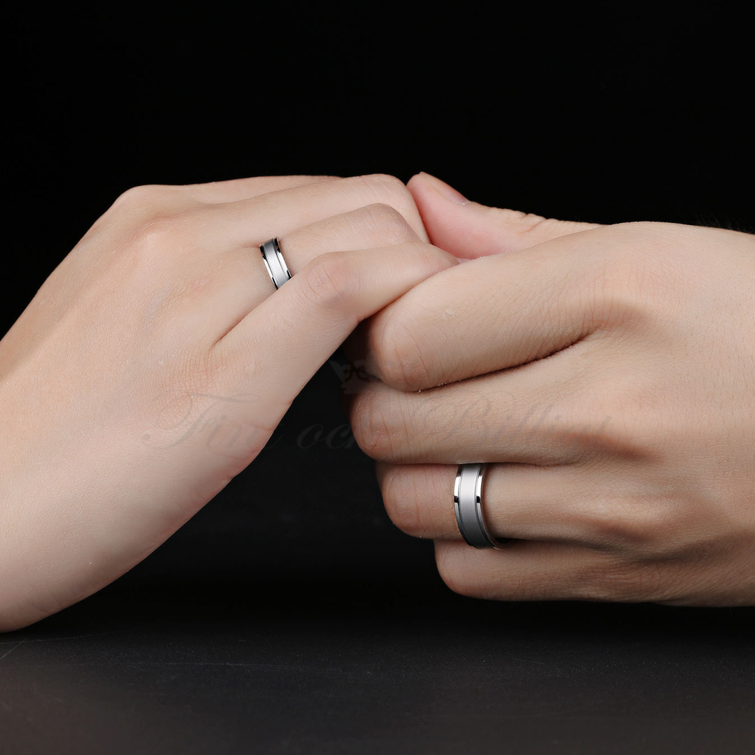 Ring Lineært design - Mat og Højpolered Design 4mm 6mm - 2