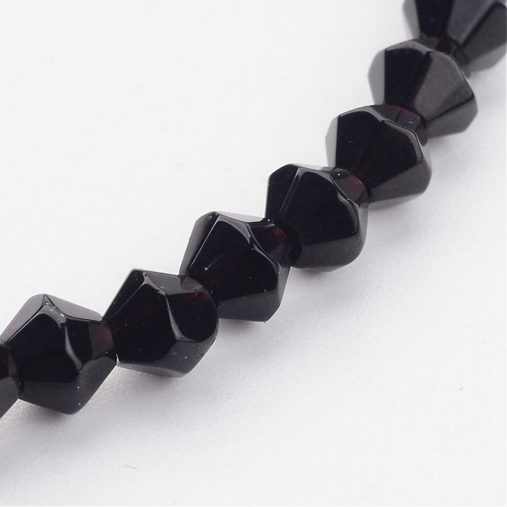 Glaspärlor bicone svart 4mm ca 80st - 2