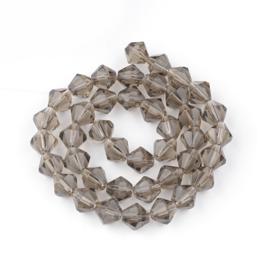 Glaspärlor bicone rökfärgad 4mm ca 80st - 2